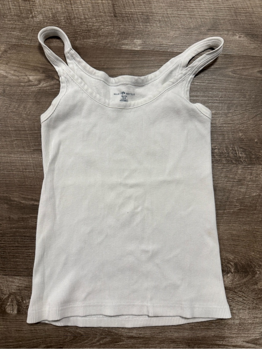 Brandy Melville White Ribbed Tank Top One Size